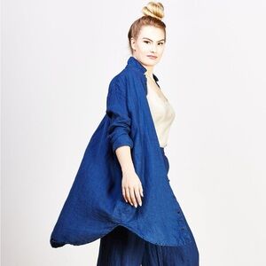 CP Shades Mari Heavy Linen Shirt Dress Indigo M